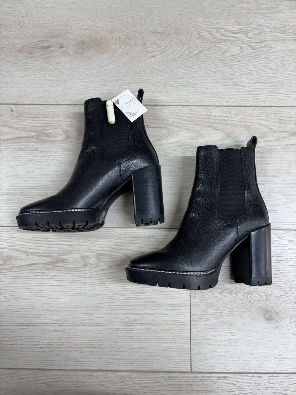 Tory Burch Carson Black Chunky Lug Sole Ankle Boots - Picture 3 of 7